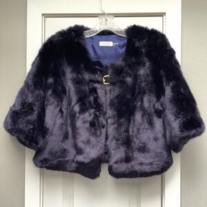 Navy Faux Fur Bolero, Shrug, Teddy Jacket
